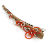 Hand Beaded Alligator Hair Clip Floral Brown