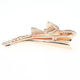 Gold Finish Pink Rhinestone Bow Alligator Clip Hair Claw