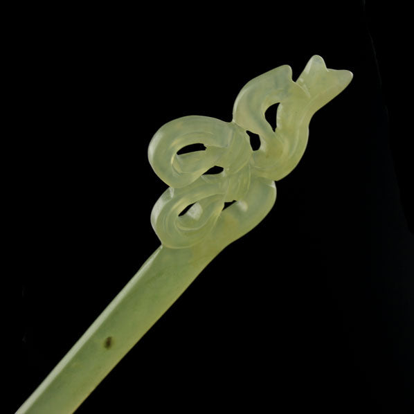 Exquisite Hand Carved Xiu Jade Hair Stick Ribbon