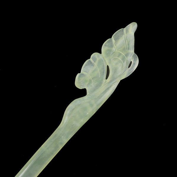 Exquisite Hand Carved Xiu Jade Hair Stick Morning Glory