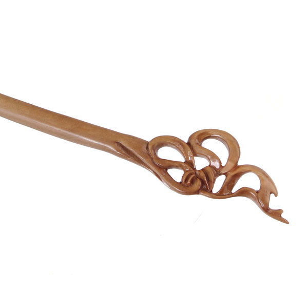 CrystalMood Handmade Carved Wood Hair Stick Ribbons Rosewood