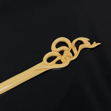 CrystalMood Handmade Carved Wood Hair Stick Ribbons