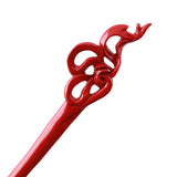 CrystalMood Handmade Carved Boxwood Hair Stick Ribbon Lacquered Red
