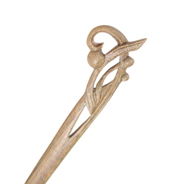 CrystalMood Handmade Carved Wood Hair Stick Orchid