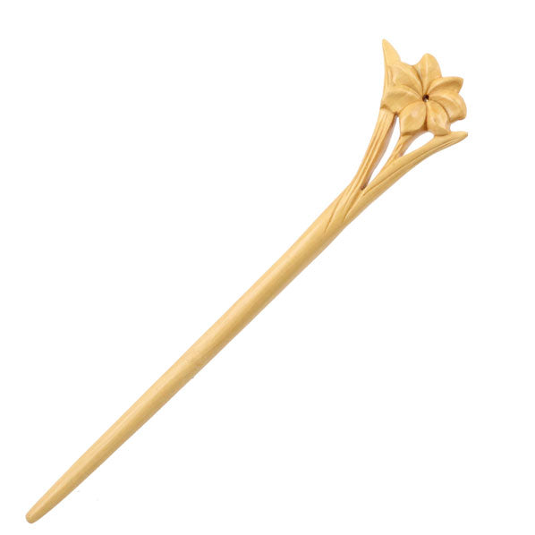 CrystalMood Handmade Carved Wood Hair Stick 7-Petal Flower