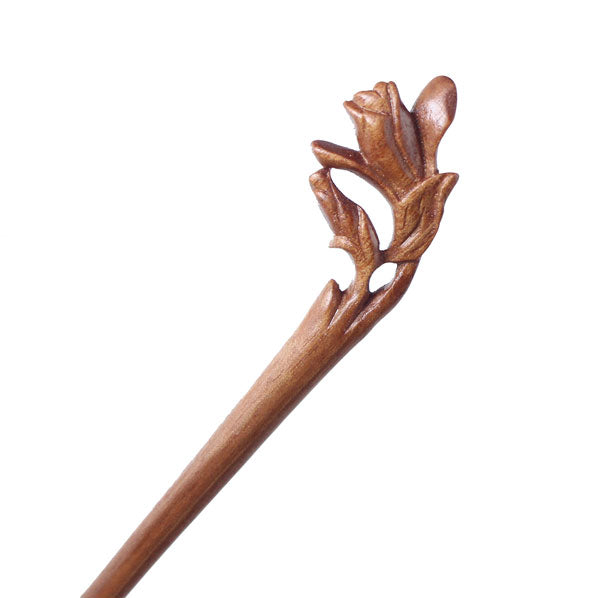 CrystalMood Handmade Carved Wood Hair Stick Yulan Ebony