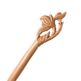 CrystalMood Handmade Carved Wood Hair Stick Peach Flower