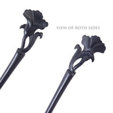 CrystalMood Handmade Carved Wood Hair Stick Morning Glory 6.75" Ebony