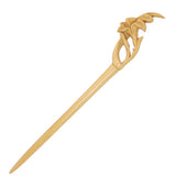 CrystalMood Handmade Carved Wood Hair Stick Lily 7.1" Boxwood