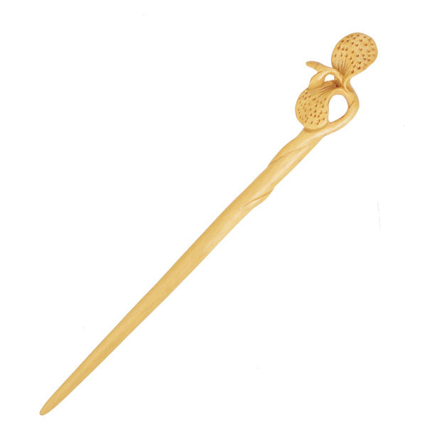 CrystalMood Handmade Carved Wood Hair Stick Sprout 6.85" Boxwood