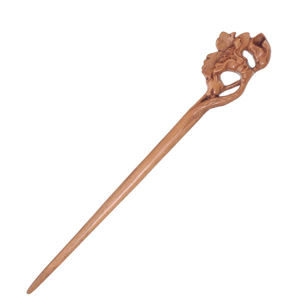 CrystalMood Handmade Carved Wood Hair Stick Cotton-rose 7" Boxwood