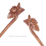 CrystalMood Handmade Carved Wood Hair Stick Peony Flower