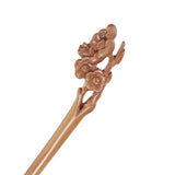 CrystalMood Handmade Carved Wood Hair Stick Plum Flowers Peachwood