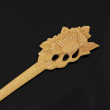 CrystalMood Handmade Carved Wood Hair Stick Begonia 7" Peachwood