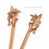 CrystalMood Handmade Carved Wood Hair Stick Lily