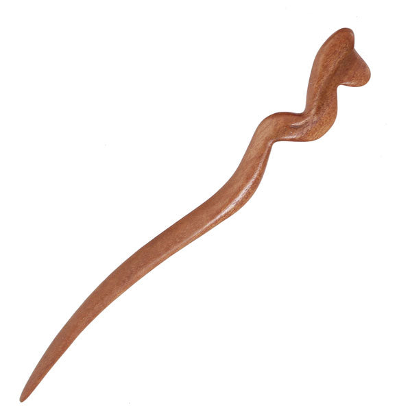 CrystalMood Handmade Carved Wood Hair Stick Silk 6.8" Peachwood