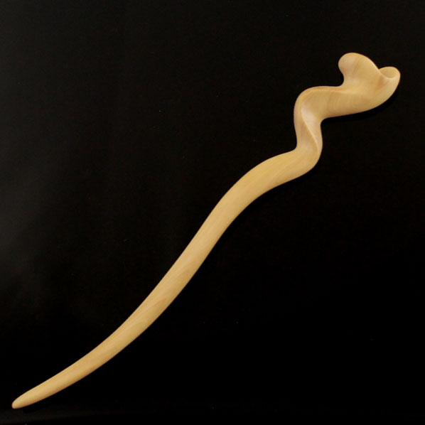 CrystalMood Handmade Carved Wood Hair Stick Silk 6.8" Lignum-vitae