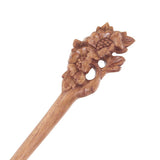 CrystalMood Handmade Carved Wood Hair Stick Begonia 6.6" Peachwood