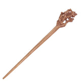 CrystalMood Handmade Carved Wood Hair Stick Begonia 6.6" Boxwood