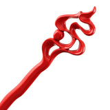 CrystalMood Handmade Carved Boxwood Hair Stick Saint Fire Lacquered Red