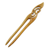 CrystalMood Handmade Carved 2-Prong Wood Hair Stick Allure