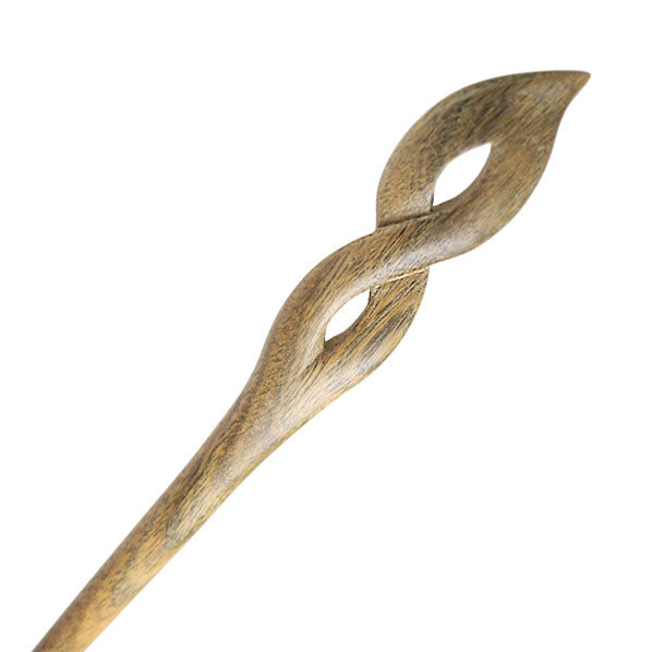 CrystalMood Handmade Carved Wood Hair Stick Willow Leaf Ebony