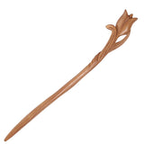 CrystalMood Handmade Carved Wood Hair Stick Tulip 7.2" Ebony