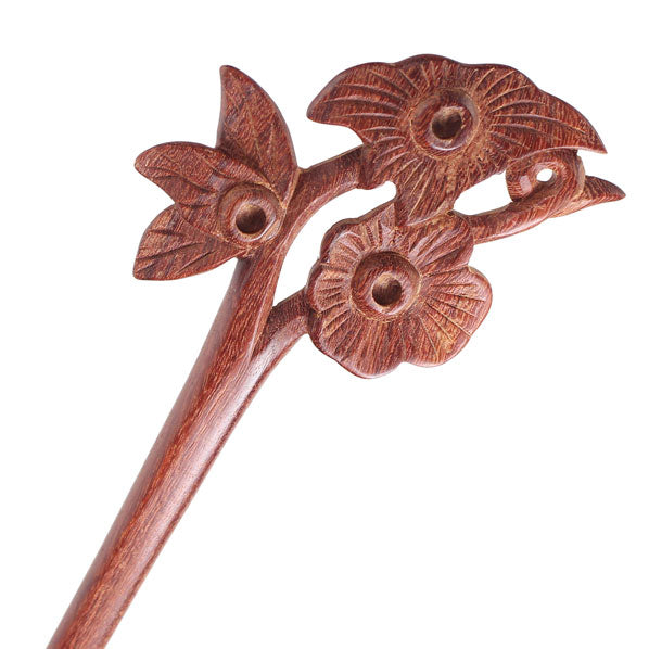 CrystalMood Handmade Wood Hair Stick Blooming 7.75" Lignum-vitae