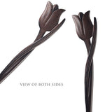 CrystalMood Handmade Carved Wood Hair Stick Tulip 7.25" Ebony