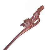 CrystalMood Handmade Carved Wood Hair Stick Lotus 7" Lignum-vitae