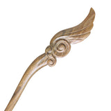 CrystalMood Handmade Carved Wood Hair Stick Wing of Angel 6.9" Ebony