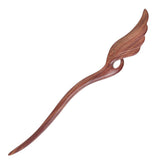 CrystalMood Handmade Carved Wood Hair Stick Wing 7" Rosewood
