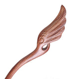 CrystalMood Handmade Carved Wood Hair Stick Wing 7" Lignum-vitae