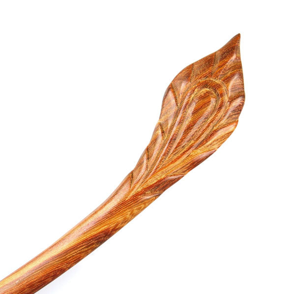 CrystalMood Handmade Carved Wood Hair Stick Plume