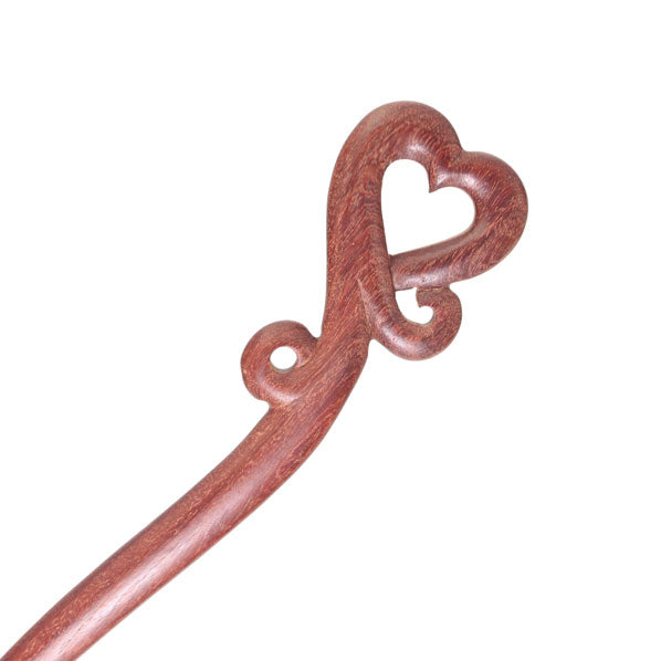 Crystalmood Handmade Carved Wood Hair Stick Heart 7-Inch Lignum-Vitae