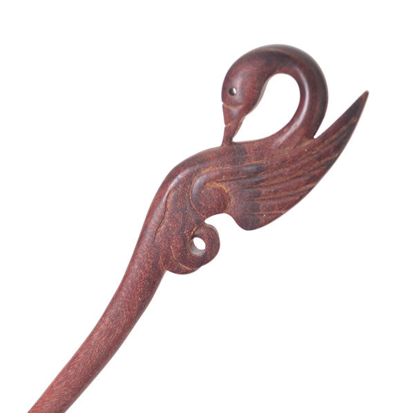 Crystalmood Handmade Carved Wood Hair Stick Swan 7.25-Inch