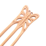 CrystalMood Handmade 3-Prong Wood Hair Stick Butterfly Peachwood