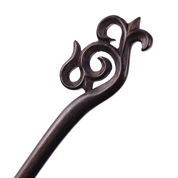 CrystalMood Handmade Carved Floral Rosewood Hair Stick