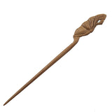 CrystalMood Handmade Carved Peachwood Hair Stick Lotus Leaf