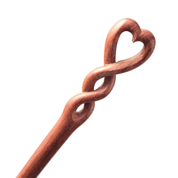 CrystalMood Handmade Carved Twist Wood Hair Stick Heart