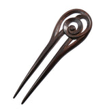 CrystalMood Handmade Carved 2-Prong Wood Hair Stick Fork Swirl Rosewood