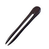Crystalmood Handmade Carved Ebony Wood 2-Prong Simple Hair Stick Fork