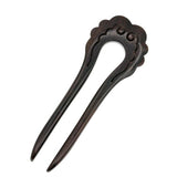CrystalMood Carved Wood 2-Prong Flat Back Hair Stick Fork Cloud