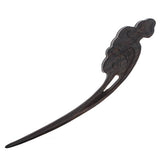 CrystalMood Handmade Carved Ebony Wood Curved Clouds Flat Back Hair Stick
