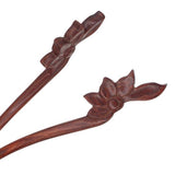 CrystalMood Handmade Carved Ebony Wood Simple Floral Hair Stick