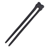 CrystalMood Handmade Carved Ebony Wood Classic 2-Prong Hair Stick Fork