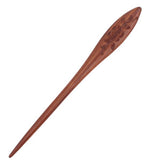 CrystalMood Carved Petal Shape Rosewood Hair Stick with Engraved Flower