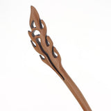 CrystalMood Carved Peachwood Hair Stick Flame