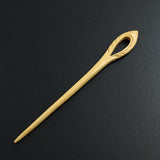 CrystalMood Handmade Carved Wood Hair Stick Feather 7" Lignum-vitae