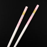 Painted Pink Floral Bamboo Chopsticks Hair Stick 7" [Pair] 